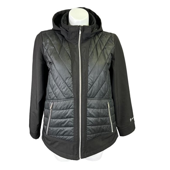 Free Country Jackets & Blazers - Free Country Womens Hooded Quilted Full Zip Jacket Coat Black 1X EUC